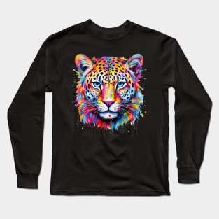 Cute Leopard Head  Colorful Long Sleeve T-Shirt